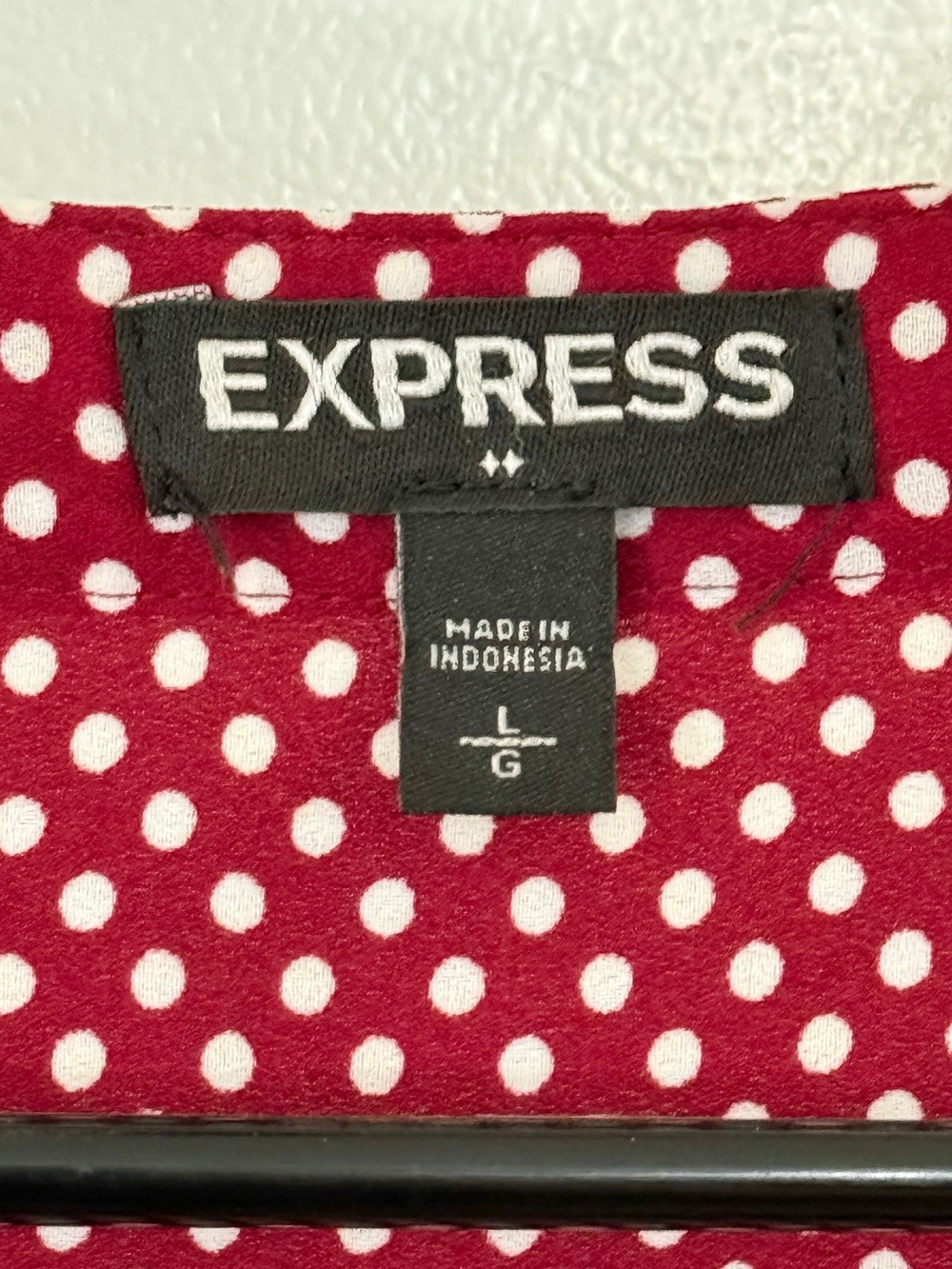 Express Burgundy Polka Dot Zip-Front Blouse Large - Picture 7 of 8